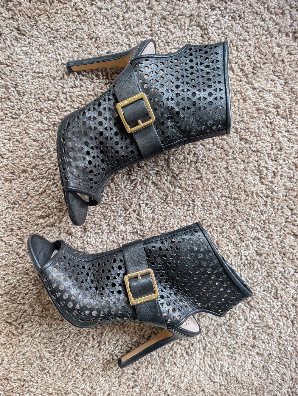 Vince Camuto Black Peep-toe Booties Women's 8.5 - Picture 2 of 15